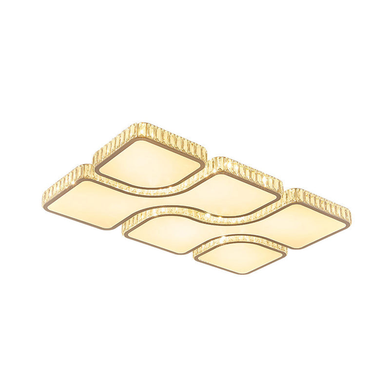 Geometric Crystal Block Ceiling Light Contemporary White 16"/16.5"/35.5" W LED Flush Mount Light in White/3 Color Light Clearhalo 'Ceiling Lights' 'Close To Ceiling Lights' 'Close to ceiling' 'Flush mount' Lighting' 266287