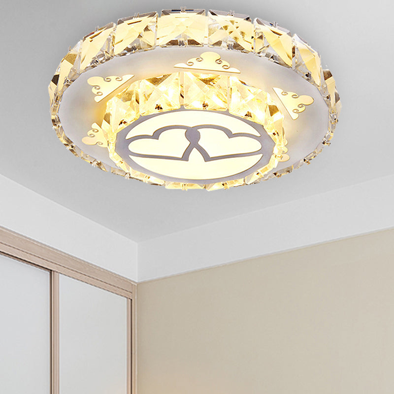 White LED Ceiling Mount Modern Crystal Loving Heart Flush Light Fixture for Corridor in White/3 Color Light, Recessed/Surface Mounted Clearhalo 'Ceiling Lights' 'Close To Ceiling Lights' 'Close to ceiling' 'Flush mount' Lighting' 266335