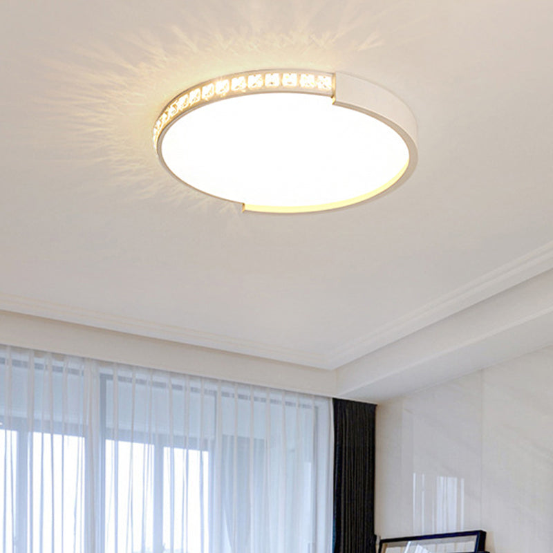 16.5"/20.5"/24.5" Dia Round Crystal Ceiling Lamp Simple White LED Flush Mount in Warm/White Light Clearhalo 'Ceiling Lights' 'Close To Ceiling Lights' 'Close to ceiling' 'Flush mount' Lighting' 266464