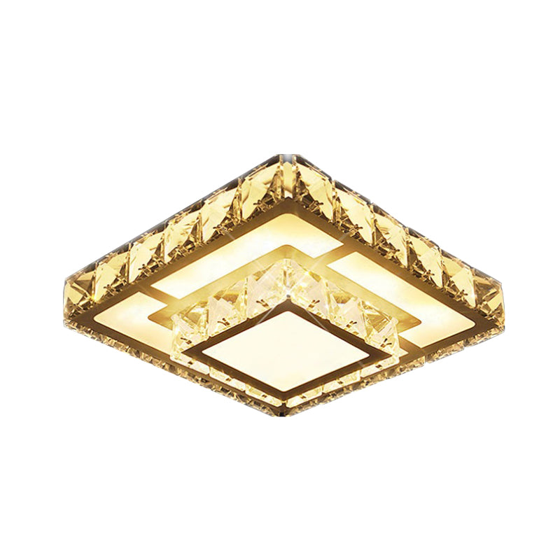 White LED Flushmount Simple Crystal Square Ceiling Flush Ceiling Light for Corridor in Warm/White Light, Recessed/Surface Mounted Clearhalo 'Ceiling Lights' 'Close To Ceiling Lights' 'Close to ceiling' 'Flush mount' Lighting' 266509