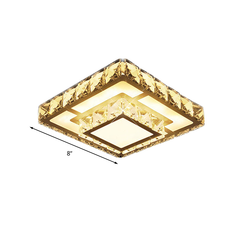 White LED Flushmount Simple Crystal Square Ceiling Flush Ceiling Light for Corridor in Warm/White Light, Recessed/Surface Mounted Clearhalo 'Ceiling Lights' 'Close To Ceiling Lights' 'Close to ceiling' 'Flush mount' Lighting' 266510