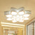 Lotus Faceted Crystal Flush Mount Light Fixture Simple White 23.5"/29.5"/35.5" W LED Ceiling Light in Warm/White Light White White Clearhalo 'Ceiling Lights' 'Close To Ceiling Lights' 'Close to ceiling' 'Flush mount' Lighting' 266519