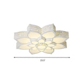 Lotus Faceted Crystal Flush Mount Light Fixture Simple White 23.5"/29.5"/35.5" W LED Ceiling Light in Warm/White Light Clearhalo 'Ceiling Lights' 'Close To Ceiling Lights' 'Close to ceiling' 'Flush mount' Lighting' 266522
