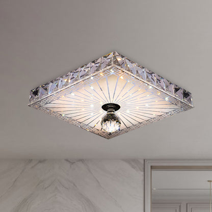 LED Square Flush Mount Lamp Modern Clear Crystal Flush Light Fixture for Corridor in Warm/White Light, Recessed/Surface Mounted Clear Clearhalo 'Ceiling Lights' 'Close To Ceiling Lights' 'Close to ceiling' 'Flush mount' Lighting' 266531
