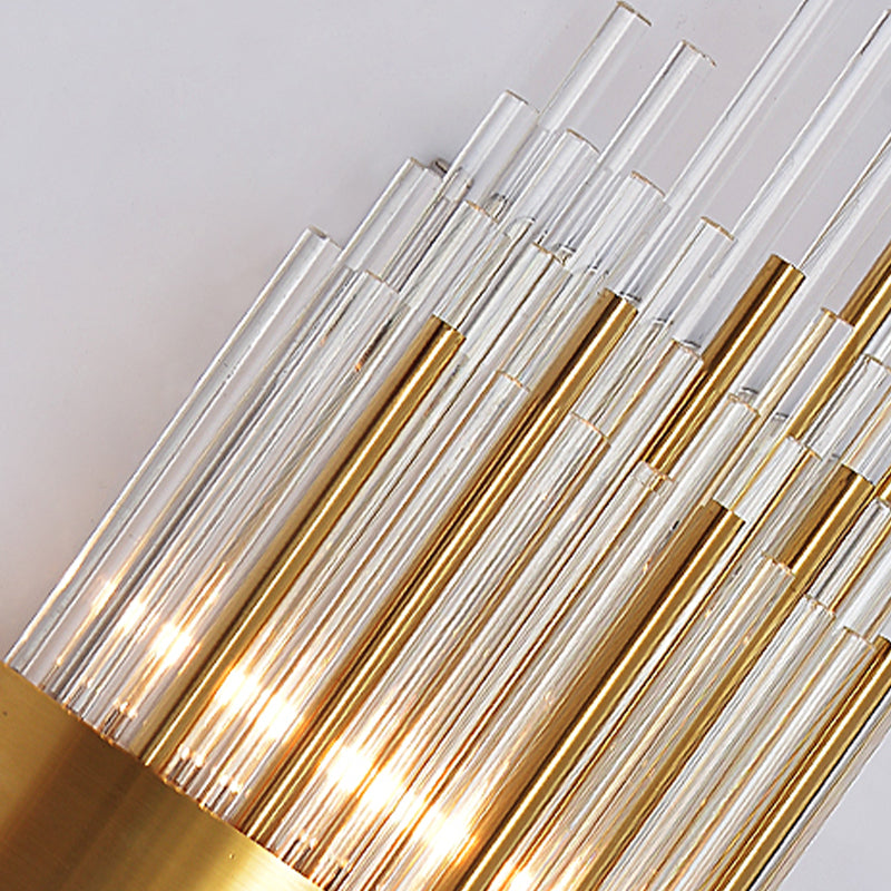 2 Lights Wall Lamp Minimalist Linear Crystal Sconce Light Fixture in Gold for Indoor Clearhalo 'Modern wall lights' 'Modern' 'Wall Lamps & Sconces' 'Wall Lights' Lighting' 266555