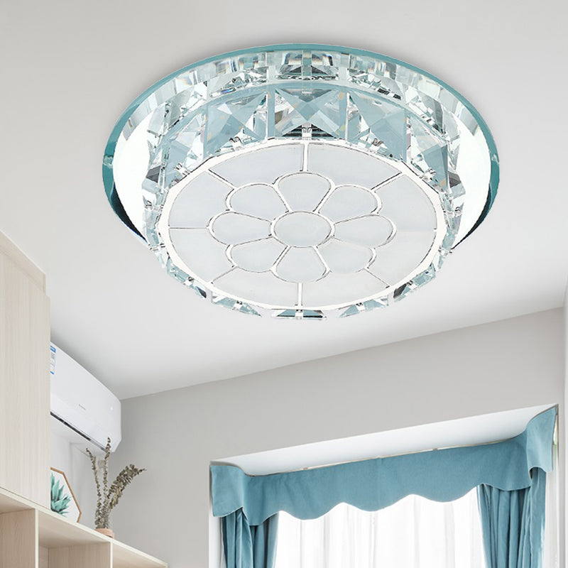 LED Crystal Flush Ceiling Light Simple Chrome Floral Corridor Flush Mount Lamp in Warm/White/3 Color Light, Recessed/Surface Mounted Clearhalo 'Ceiling Lights' 'Close To Ceiling Lights' 'Close to ceiling' 'Flush mount' Lighting' 266559