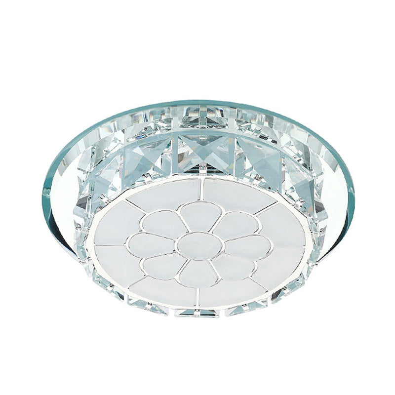 LED Crystal Flush Ceiling Light Simple Chrome Floral Corridor Flush Mount Lamp in Warm/White/3 Color Light, Recessed/Surface Mounted Clearhalo 'Ceiling Lights' 'Close To Ceiling Lights' 'Close to ceiling' 'Flush mount' Lighting' 266561