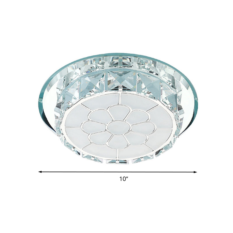 LED Crystal Flush Ceiling Light Simple Chrome Floral Corridor Flush Mount Lamp in Warm/White/3 Color Light, Recessed/Surface Mounted Clearhalo 'Ceiling Lights' 'Close To Ceiling Lights' 'Close to ceiling' 'Flush mount' Lighting' 266562