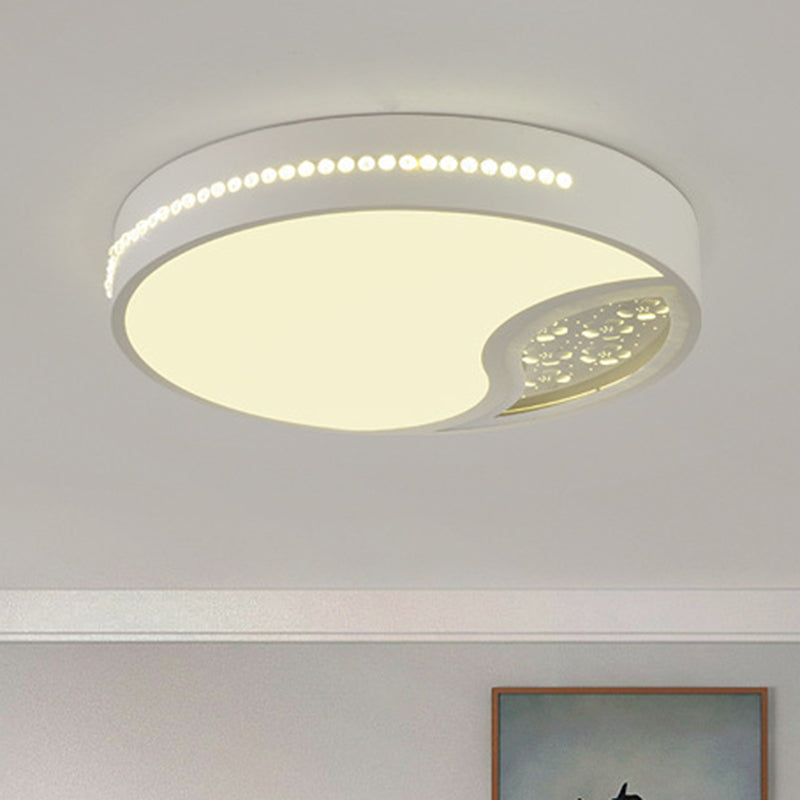 Drum Acrylic Ceiling Light Minimalist Gray LED Flush Mounted Light for Bedroom, 19.5"/31" Wide White Clearhalo 'Ceiling Lights' 'Close To Ceiling Lights' 'Close to ceiling' 'Flush mount' Lighting' 266626