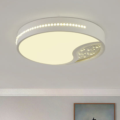 Drum Acrylic Ceiling Light Minimalist Gray LED Flush Mounted Light for Bedroom, 19.5"/31" Wide White Clearhalo 'Ceiling Lights' 'Close To Ceiling Lights' 'Close to ceiling' 'Flush mount' Lighting' 266626