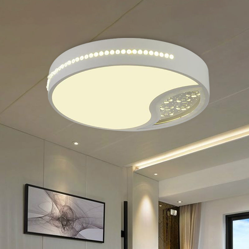 Drum Acrylic Ceiling Light Minimalist Gray LED Flush Mounted Light for Bedroom, 19.5"/31" Wide Clearhalo 'Ceiling Lights' 'Close To Ceiling Lights' 'Close to ceiling' 'Flush mount' Lighting' 266628