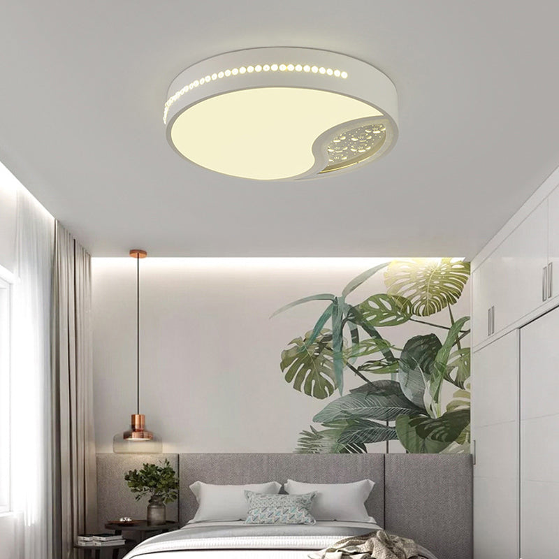 Drum Acrylic Ceiling Light Minimalist Gray LED Flush Mounted Light for Bedroom, 19.5"/31" Wide Clearhalo 'Ceiling Lights' 'Close To Ceiling Lights' 'Close to ceiling' 'Flush mount' Lighting' 266629