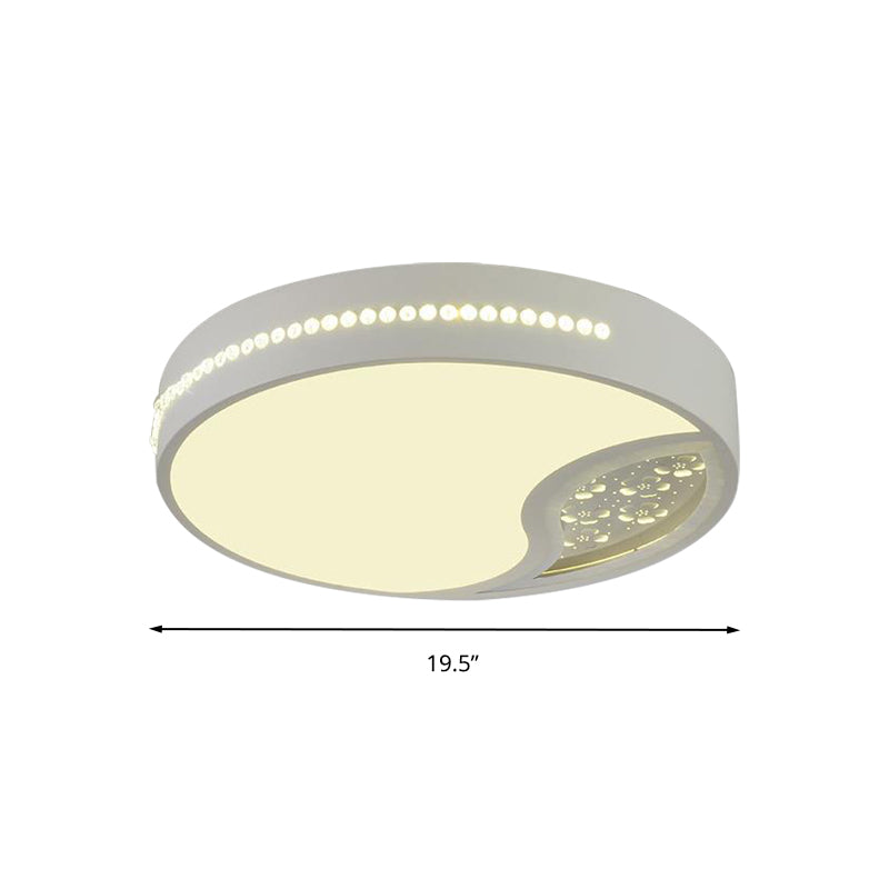 Drum Acrylic Ceiling Light Minimalist Gray LED Flush Mounted Light for Bedroom, 19.5"/31" Wide Clearhalo 'Ceiling Lights' 'Close To Ceiling Lights' 'Close to ceiling' 'Flush mount' Lighting' 266631