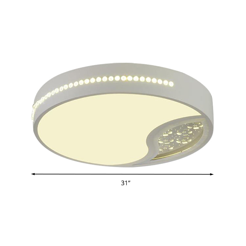 Drum Acrylic Ceiling Light Minimalist Gray LED Flush Mounted Light for Bedroom, 19.5"/31" Wide Clearhalo 'Ceiling Lights' 'Close To Ceiling Lights' 'Close to ceiling' 'Flush mount' Lighting' 266632