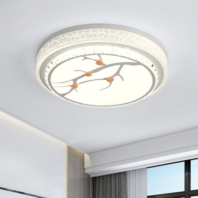 White LED Flush Light Simple Crystal Drum Ceiling Flush Mount for Bedroom in White/3 Color Light, A/B Clearhalo 'Ceiling Lights' 'Close To Ceiling Lights' 'Close to ceiling' 'Flush mount' Lighting' 266654