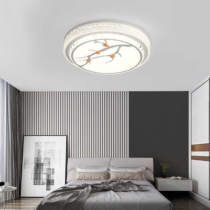 White LED Flush Light Simple Crystal Drum Ceiling Flush Mount for Bedroom in White/3 Color Light, A/B Clearhalo 'Ceiling Lights' 'Close To Ceiling Lights' 'Close to ceiling' 'Flush mount' Lighting' 266656