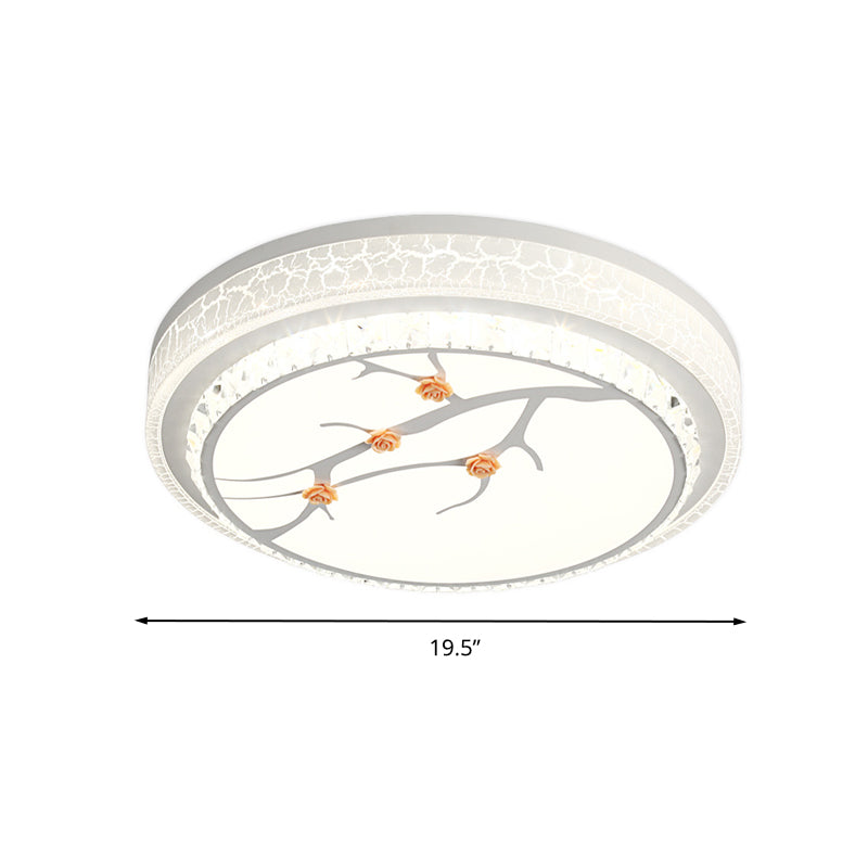 White LED Flush Light Simple Crystal Drum Ceiling Flush Mount for Bedroom in White/3 Color Light, A/B Clearhalo 'Ceiling Lights' 'Close To Ceiling Lights' 'Close to ceiling' 'Flush mount' Lighting' 266658