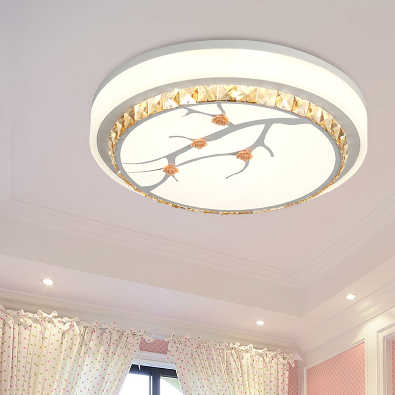 White LED Flush Light Simple Crystal Drum Ceiling Flush Mount for Bedroom in White/3 Color Light, A/B Clearhalo 'Ceiling Lights' 'Close To Ceiling Lights' 'Close to ceiling' 'Flush mount' Lighting' 266660