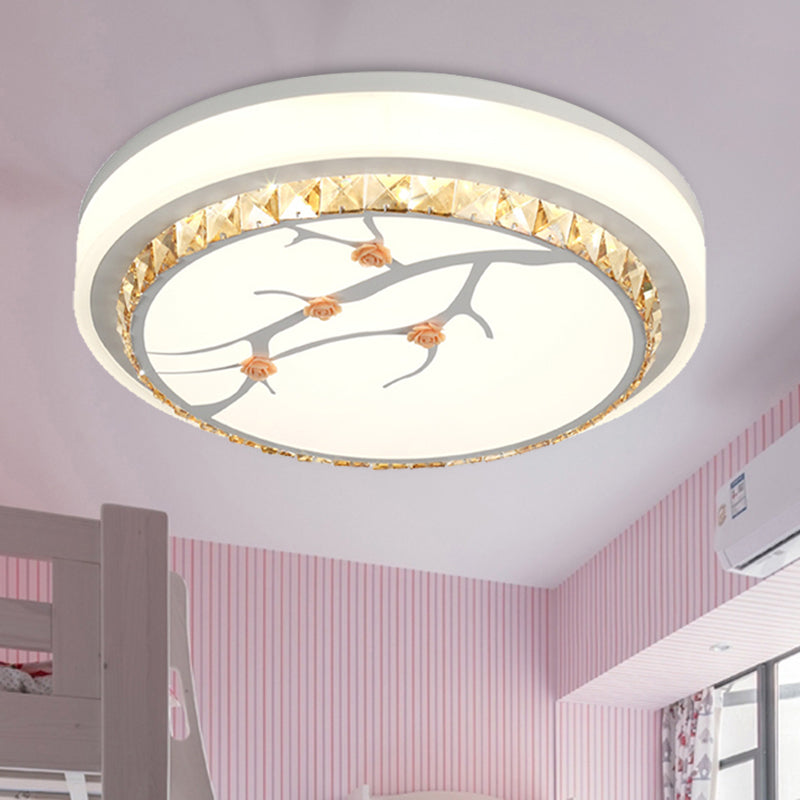 White LED Flush Light Simple Crystal Drum Ceiling Flush Mount for Bedroom in White/3 Color Light, A/B Clearhalo 'Ceiling Lights' 'Close To Ceiling Lights' 'Close to ceiling' 'Flush mount' Lighting' 266661