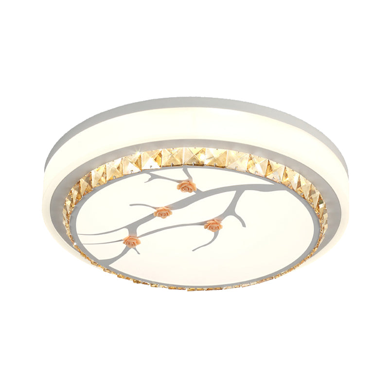 White LED Flush Light Simple Crystal Drum Ceiling Flush Mount for Bedroom in White/3 Color Light, A/B Clearhalo 'Ceiling Lights' 'Close To Ceiling Lights' 'Close to ceiling' 'Flush mount' Lighting' 266663