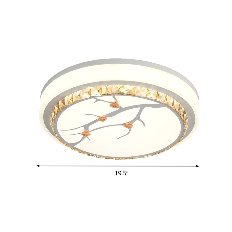 White LED Flush Light Simple Crystal Drum Ceiling Flush Mount for Bedroom in White/3 Color Light, A/B Clearhalo 'Ceiling Lights' 'Close To Ceiling Lights' 'Close to ceiling' 'Flush mount' Lighting' 266664