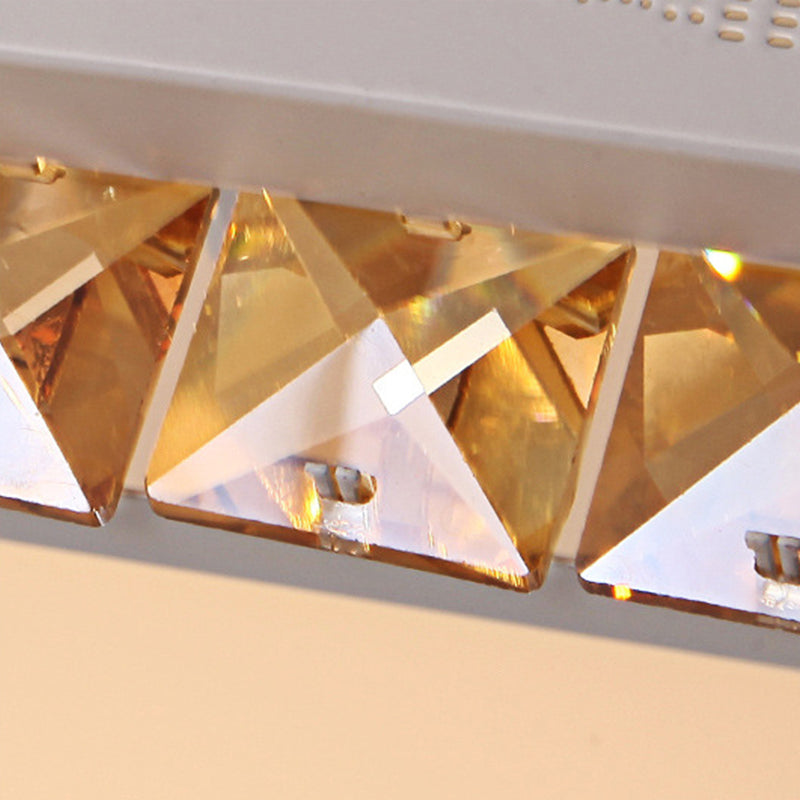 Modern K9 Crystal LED Ceiling Light White Rectangle/Square Flush Mounted Light with Acrylic Shade in Warm Light/White Light/Remote Control Stepless Dimming, 21.5"/37.5" Wide Clearhalo 'Ceiling Lights' 'Close To Ceiling Lights' 'Close to ceiling' 'Flush mount' Lighting' 266684