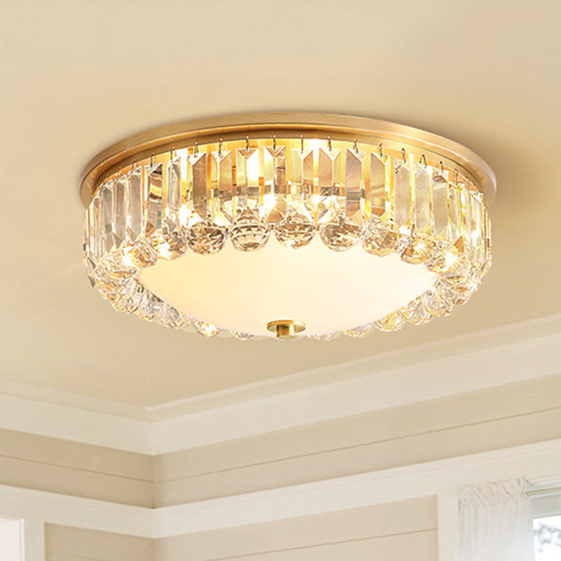 LED Flush Ceiling Light Modern Bowl Crystal Flush Mount Lighting in Gold for Bedroom Clearhalo 'Ceiling Lights' 'Close To Ceiling Lights' 'Close to ceiling' 'Flush mount' Lighting' 266693
