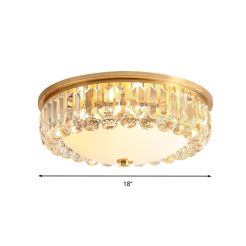 LED Flush Ceiling Light Modern Bowl Crystal Flush Mount Lighting in Gold for Bedroom Clearhalo 'Ceiling Lights' 'Close To Ceiling Lights' 'Close to ceiling' 'Flush mount' Lighting' 266697