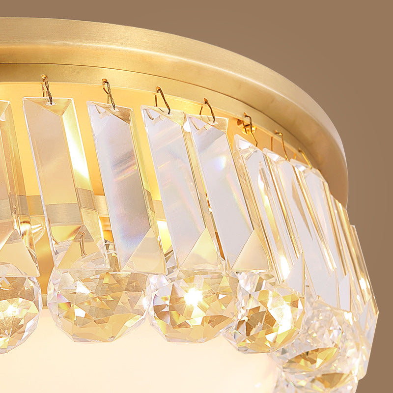 LED Flush Ceiling Light Modern Bowl Crystal Flush Mount Lighting in Gold for Bedroom Clearhalo 'Ceiling Lights' 'Close To Ceiling Lights' 'Close to ceiling' 'Flush mount' Lighting' 266698