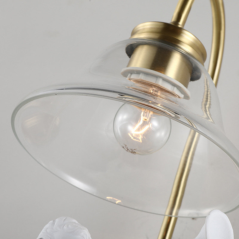 Bell Clear Glass Sconce Light Fixture Modern 1 Light Indoor Wall Mounted Lamp in Gold with Resin Angle Deco Clearhalo 'Modern wall lights' 'Modern' 'Wall Lamps & Sconces' 'Wall Lights' Lighting' 266735