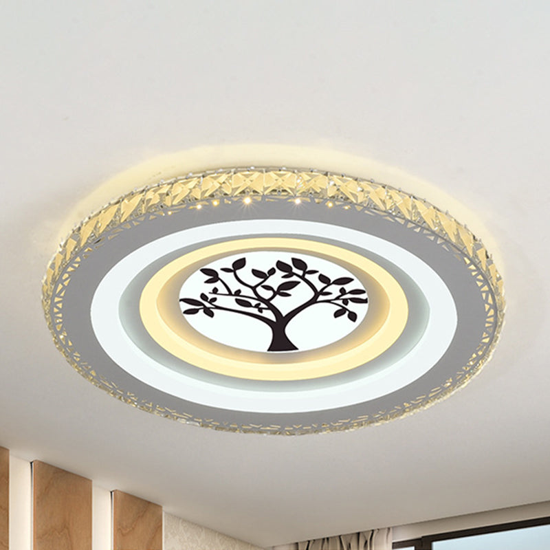 Round/Tree Dining Room Flush Mount Modern Style Crystal LED White Ceiling Lighting White Tree Clearhalo 'Ceiling Lights' 'Close To Ceiling Lights' 'Close to ceiling' 'Flush mount' Lighting' 266736