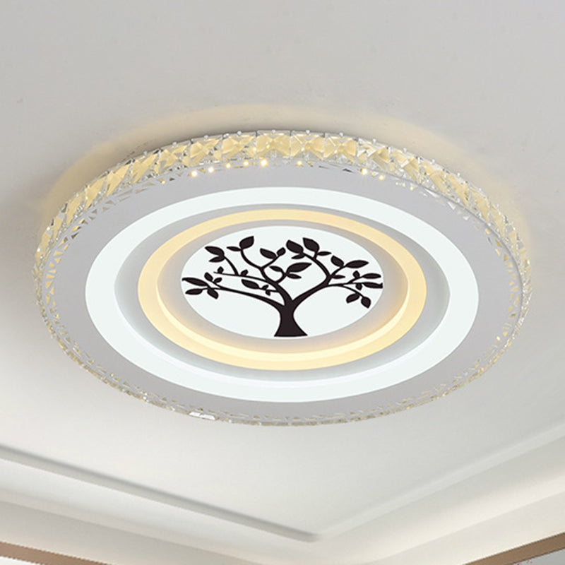 Round/Tree Dining Room Flush Mount Modern Style Crystal LED White Ceiling Lighting Clearhalo 'Ceiling Lights' 'Close To Ceiling Lights' 'Close to ceiling' 'Flush mount' Lighting' 266737
