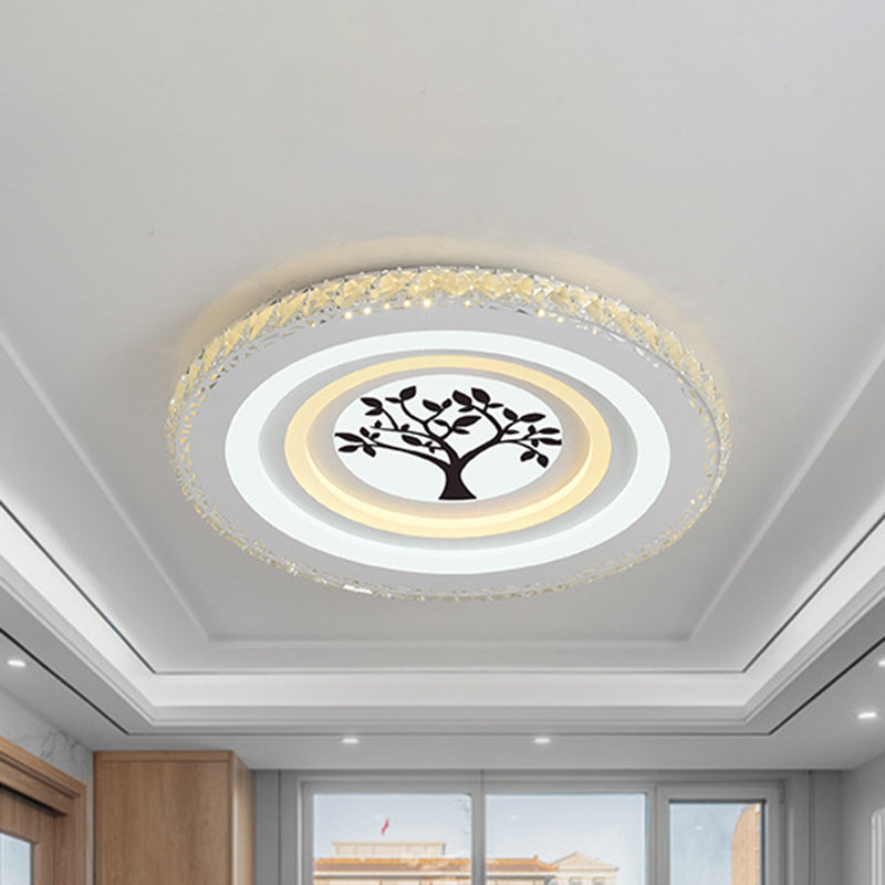 Round/Tree Dining Room Flush Mount Modern Style Crystal LED White Ceiling Lighting Clearhalo 'Ceiling Lights' 'Close To Ceiling Lights' 'Close to ceiling' 'Flush mount' Lighting' 266738