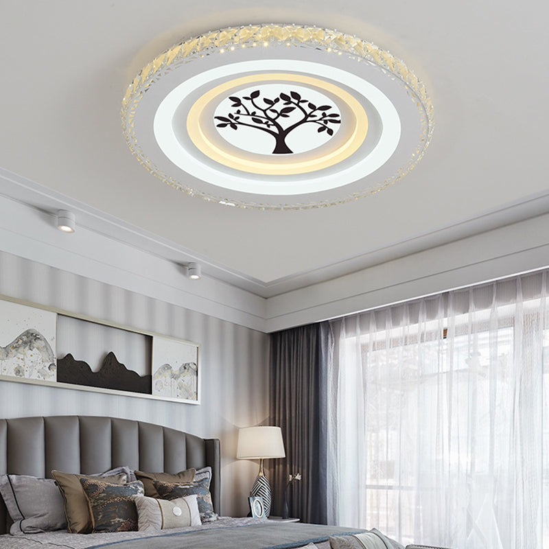 Round/Tree Dining Room Flush Mount Modern Style Crystal LED White Ceiling Lighting Clearhalo 'Ceiling Lights' 'Close To Ceiling Lights' 'Close to ceiling' 'Flush mount' Lighting' 266739