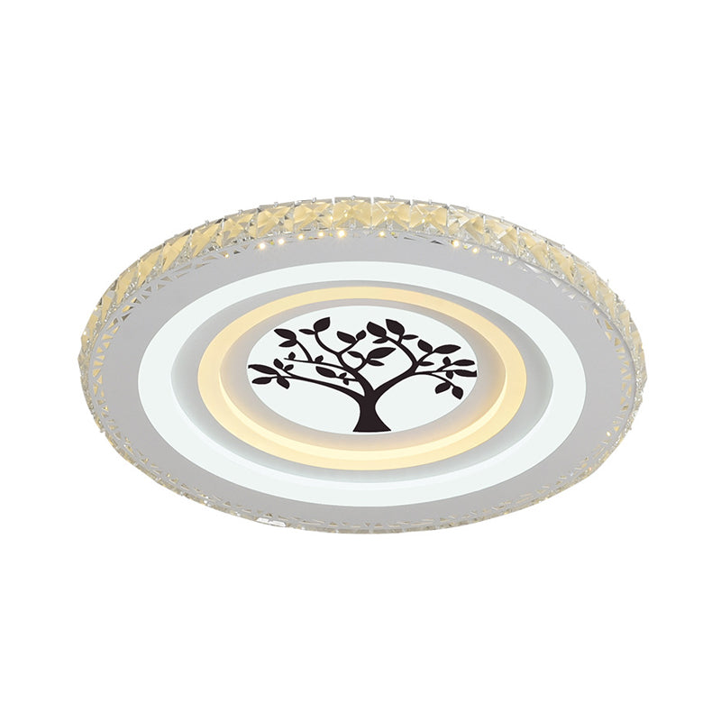 Round/Tree Dining Room Flush Mount Modern Style Crystal LED White Ceiling Lighting Clearhalo 'Ceiling Lights' 'Close To Ceiling Lights' 'Close to ceiling' 'Flush mount' Lighting' 266740