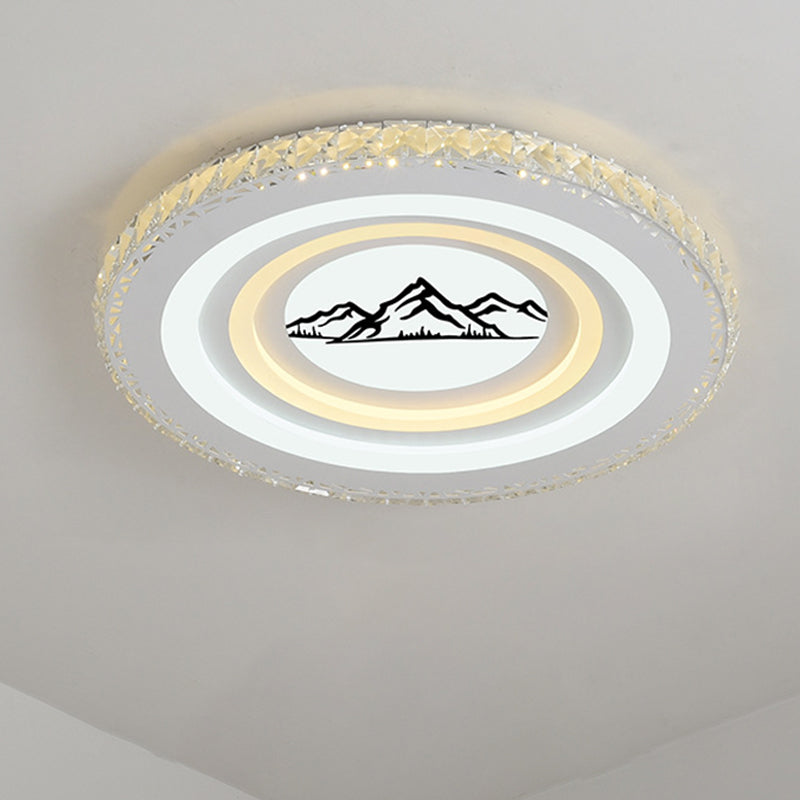 Round/Tree Dining Room Flush Mount Modern Style Crystal LED White Ceiling Lighting White Mountain Clearhalo 'Ceiling Lights' 'Close To Ceiling Lights' 'Close to ceiling' 'Flush mount' Lighting' 266742