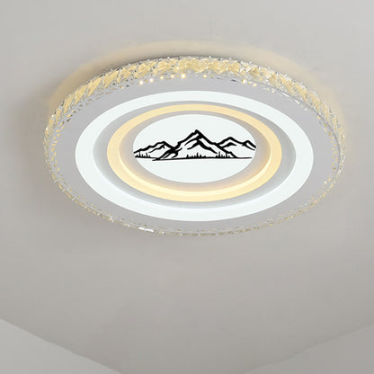 Round/Tree Dining Room Flush Mount Modern Style Crystal LED White Ceiling Lighting White Mountain Clearhalo 'Ceiling Lights' 'Close To Ceiling Lights' 'Close to ceiling' 'Flush mount' Lighting' 266742