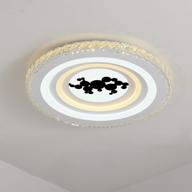 Round/Tree Dining Room Flush Mount Modern Style Crystal LED White Ceiling Lighting White Round Clearhalo 'Ceiling Lights' 'Close To Ceiling Lights' 'Close to ceiling' 'Flush mount' Lighting' 266749