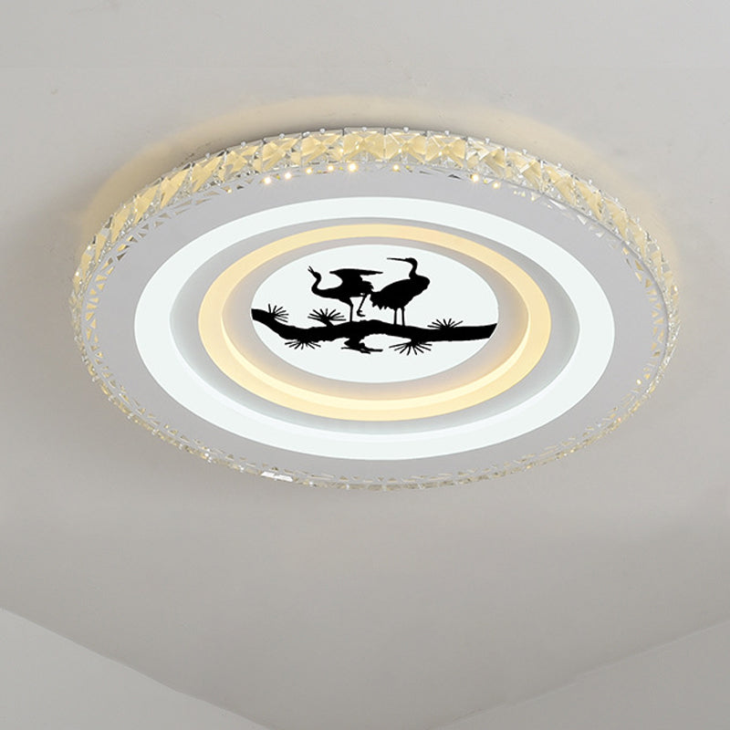 Round/Tree Dining Room Flush Mount Modern Style Crystal LED White Ceiling Lighting White Crane Clearhalo 'Ceiling Lights' 'Close To Ceiling Lights' 'Close to ceiling' 'Flush mount' Lighting' 266755