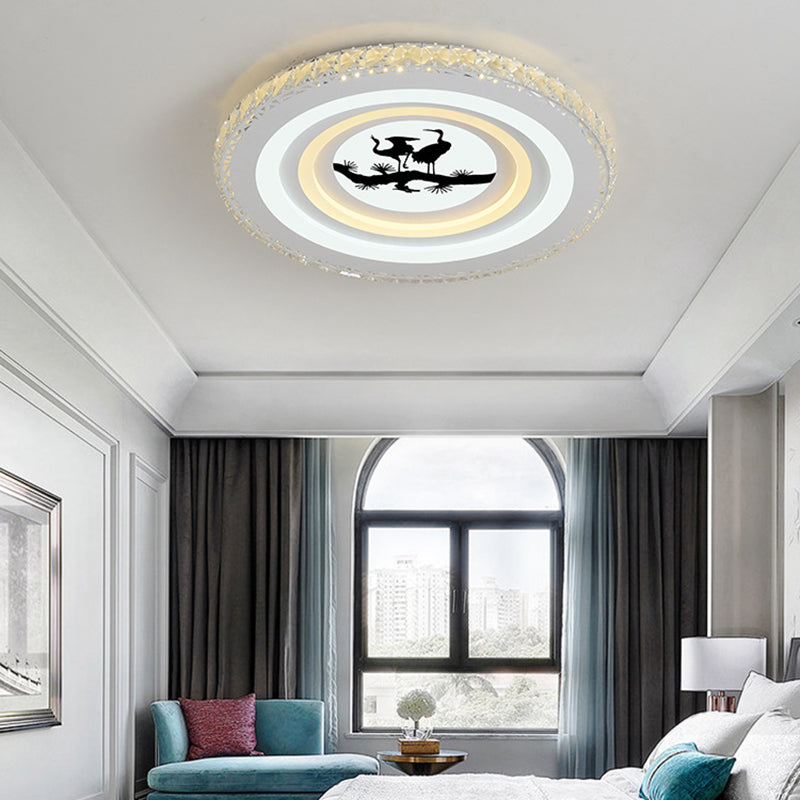 Round/Tree Dining Room Flush Mount Modern Style Crystal LED White Ceiling Lighting Clearhalo 'Ceiling Lights' 'Close To Ceiling Lights' 'Close to ceiling' 'Flush mount' Lighting' 266758
