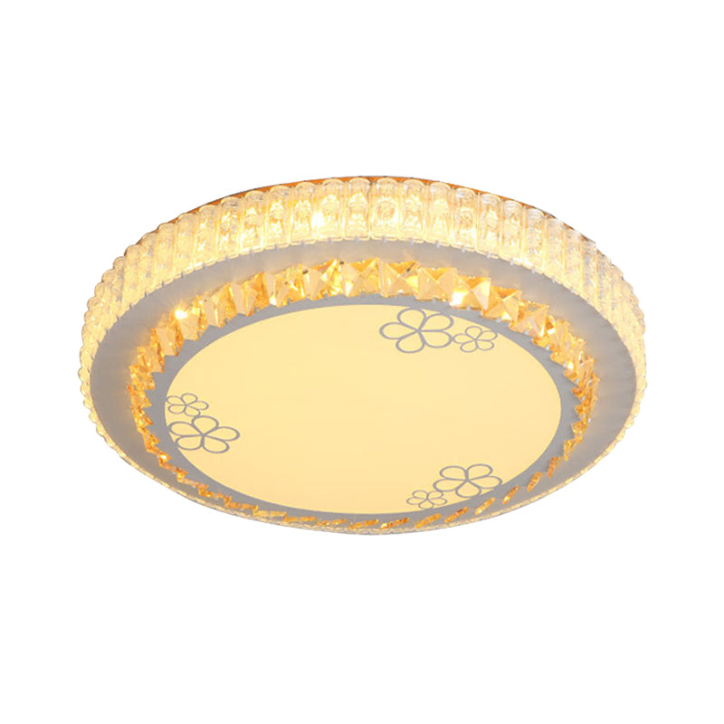 White Round Flush Mount Lamp Simple Crystal LED Bedroom Flush Light with Flower Pattern Clearhalo 'Ceiling Lights' 'Close To Ceiling Lights' 'Close to ceiling' 'Flush mount' Lighting' 266796