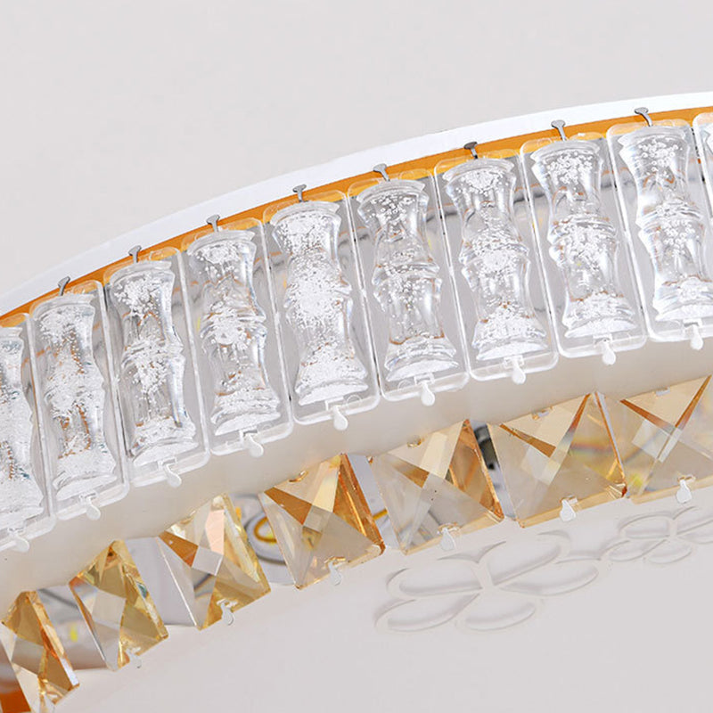 White Round Flush Mount Lamp Simple Crystal LED Bedroom Flush Light with Flower Pattern Clearhalo 'Ceiling Lights' 'Close To Ceiling Lights' 'Close to ceiling' 'Flush mount' Lighting' 266798