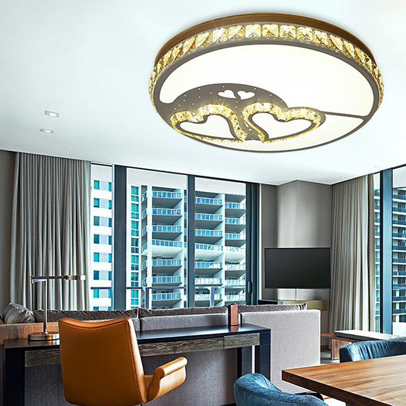 Loving Heart Crystal Flush Mount Lamp Modern LED Bedroom Ceiling Mounted Fixture in White Clearhalo 'Ceiling Lights' 'Close To Ceiling Lights' 'Close to ceiling' 'Flush mount' Lighting' 266812
