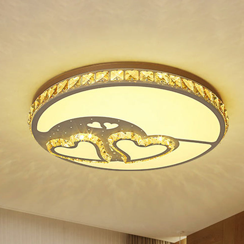 Loving Heart Crystal Flush Mount Lamp Modern LED Bedroom Ceiling Mounted Fixture in White Clearhalo 'Ceiling Lights' 'Close To Ceiling Lights' 'Close to ceiling' 'Flush mount' Lighting' 266813