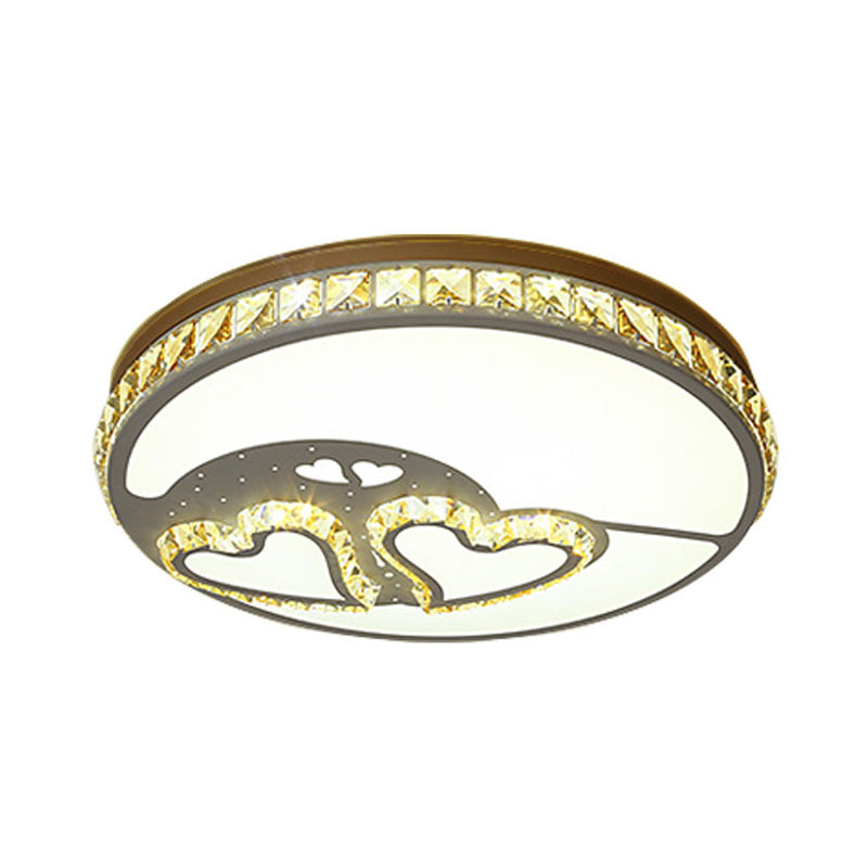 Loving Heart Crystal Flush Mount Lamp Modern LED Bedroom Ceiling Mounted Fixture in White Clearhalo 'Ceiling Lights' 'Close To Ceiling Lights' 'Close to ceiling' 'Flush mount' Lighting' 266814