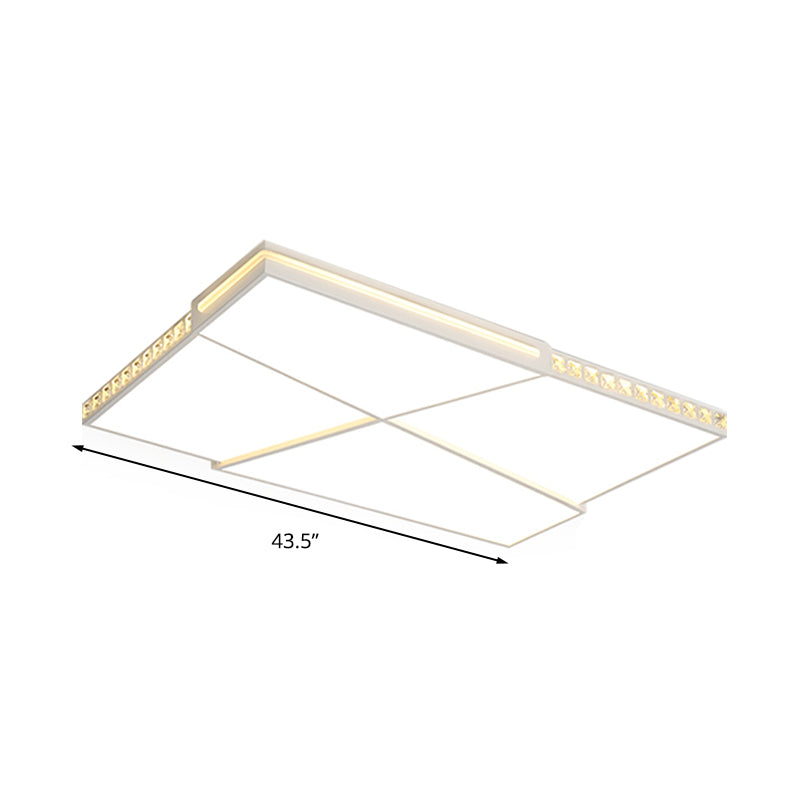 Simple K9 Crystal LED Flush Mount Light White Rectangle/Square Ceiling Light with Acrylic Shade in Remote Control Stepless Dimming/White Light, 16.5"/20.5"/35.5" Wide Clearhalo 'Ceiling Lights' 'Close To Ceiling Lights' 'Close to ceiling' 'Flush mount' Lighting' 266830