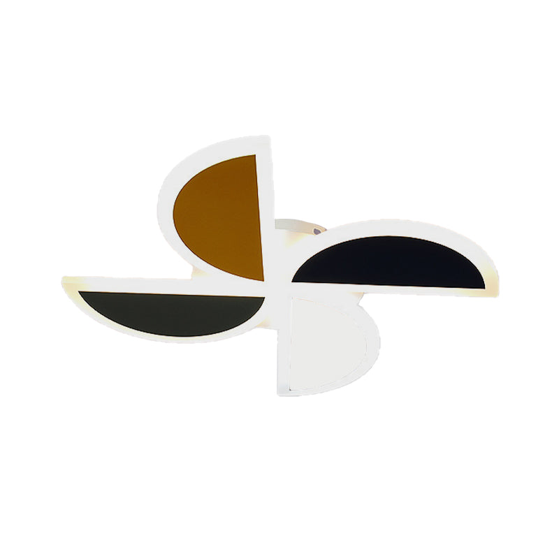 Nordic Windmill Acrylic Ceiling Lamp 19.5"/23.5" W LED Green-Yellow-Pink Flush Mount Lighting, Warm/White/3 Color Light Clearhalo 'Ceiling Lights' 'Close To Ceiling Lights' 'Close to ceiling' 'Flush mount' Lighting' 266874