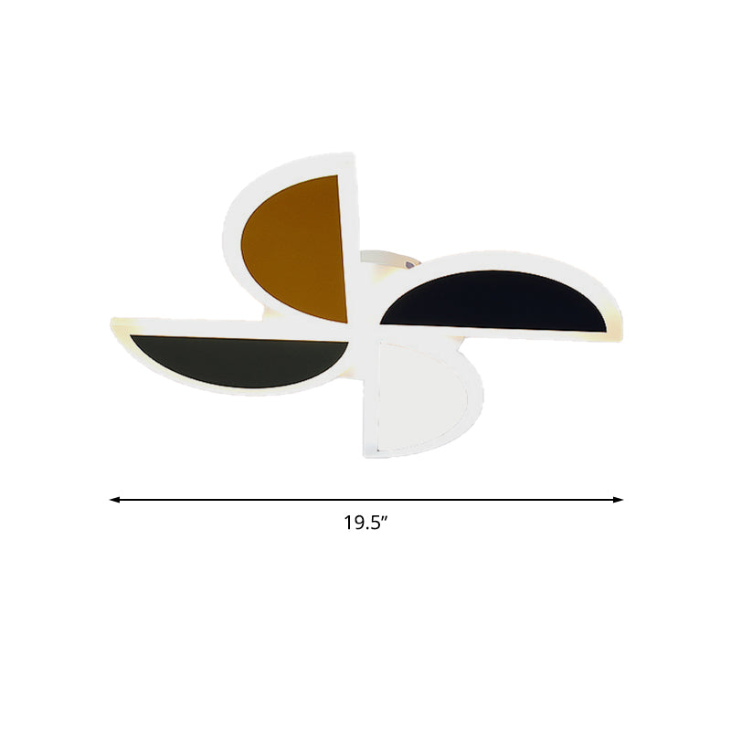 Nordic Windmill Acrylic Ceiling Lamp 19.5"/23.5" W LED Green-Yellow-Pink Flush Mount Lighting, Warm/White/3 Color Light Clearhalo 'Ceiling Lights' 'Close To Ceiling Lights' 'Close to ceiling' 'Flush mount' Lighting' 266875