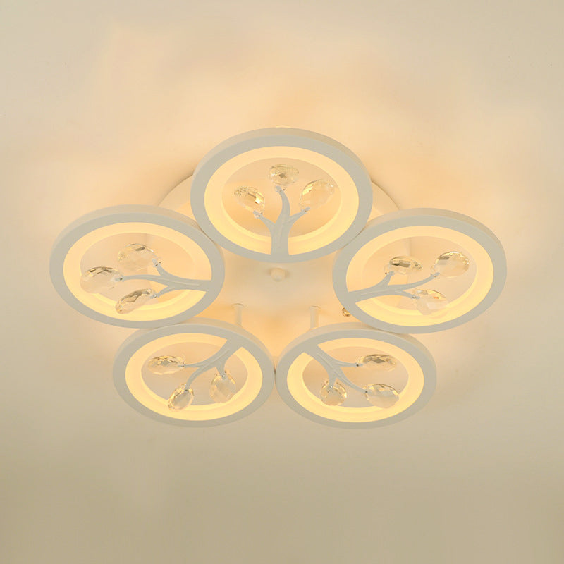 Sputnik Living Room Flush Mount Lamp Simple Acrylic 5/12/15 Lights White Flush Light Fixture in Warm/White/3 Color Light Clearhalo 'Ceiling Lights' 'Close To Ceiling Lights' 'Close to ceiling' 'Flush mount' Lighting' 267001