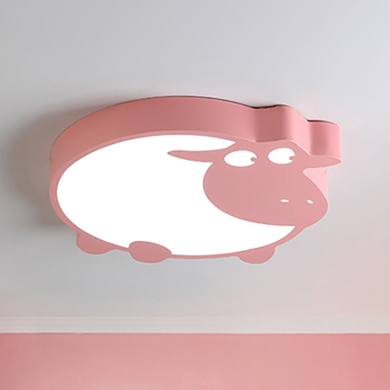 Metal Acrylic Sheep Ceiling Light Boys Girls Bedroom Macaron Stylish LED Flushmount Light Pink Clearhalo 'Ceiling Lights' 'Close To Ceiling Lights' 'Close to ceiling' 'Flush mount' Lighting' 267190